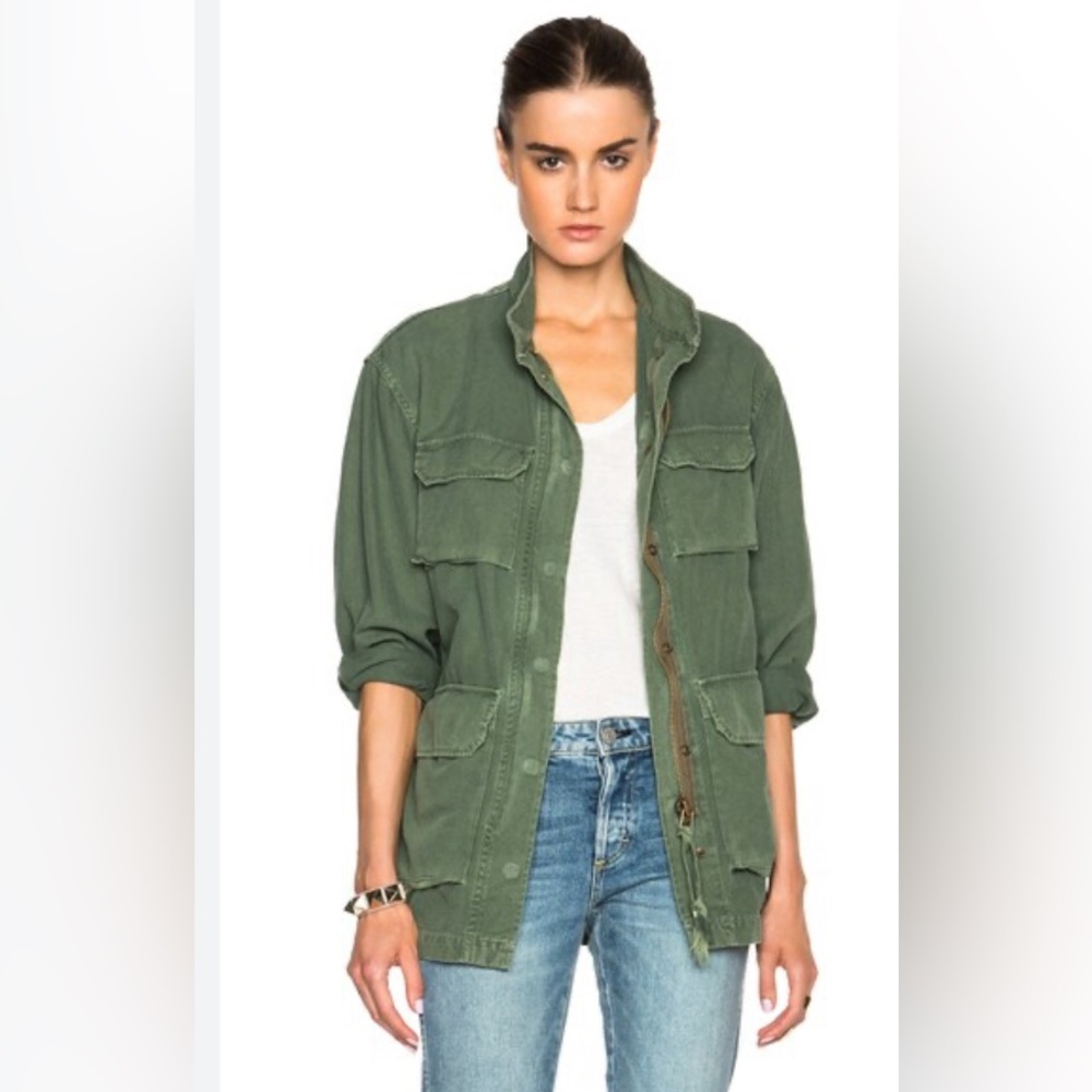 Nili Lotan Lori Military Utility Jacket in Camo Green Small